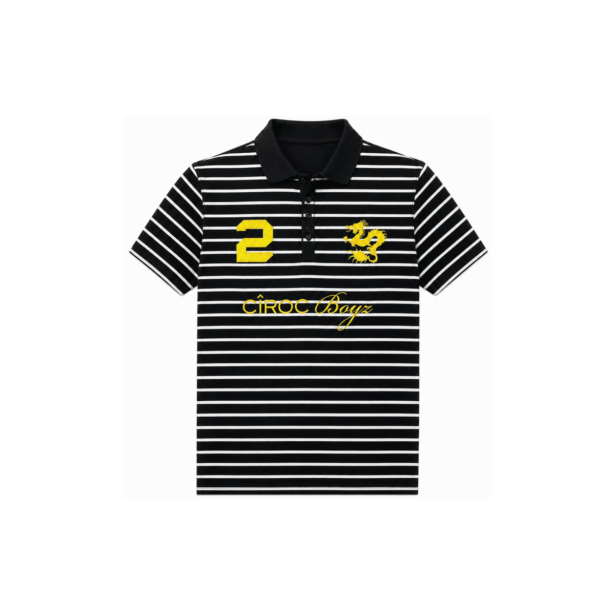CÎROC Boyz Striped White Stag Polo